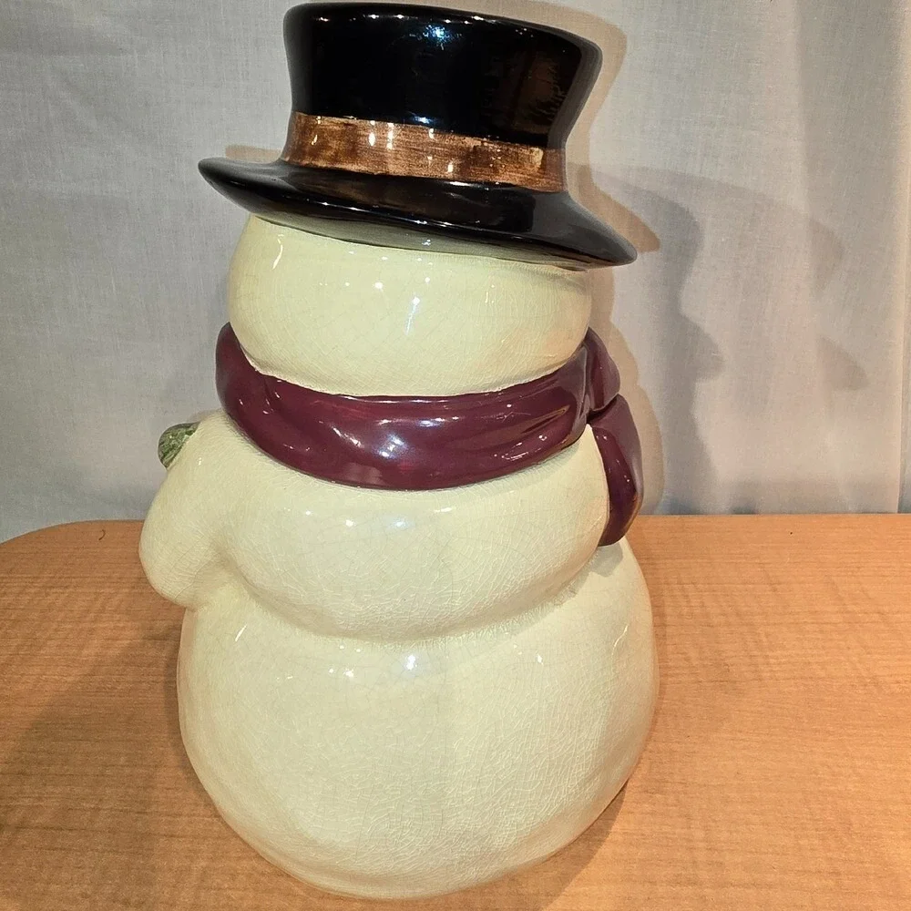 Russ Berrie Artist Painter Snowman Cookie Jar Antiqued Palette‎ & Paintbrush